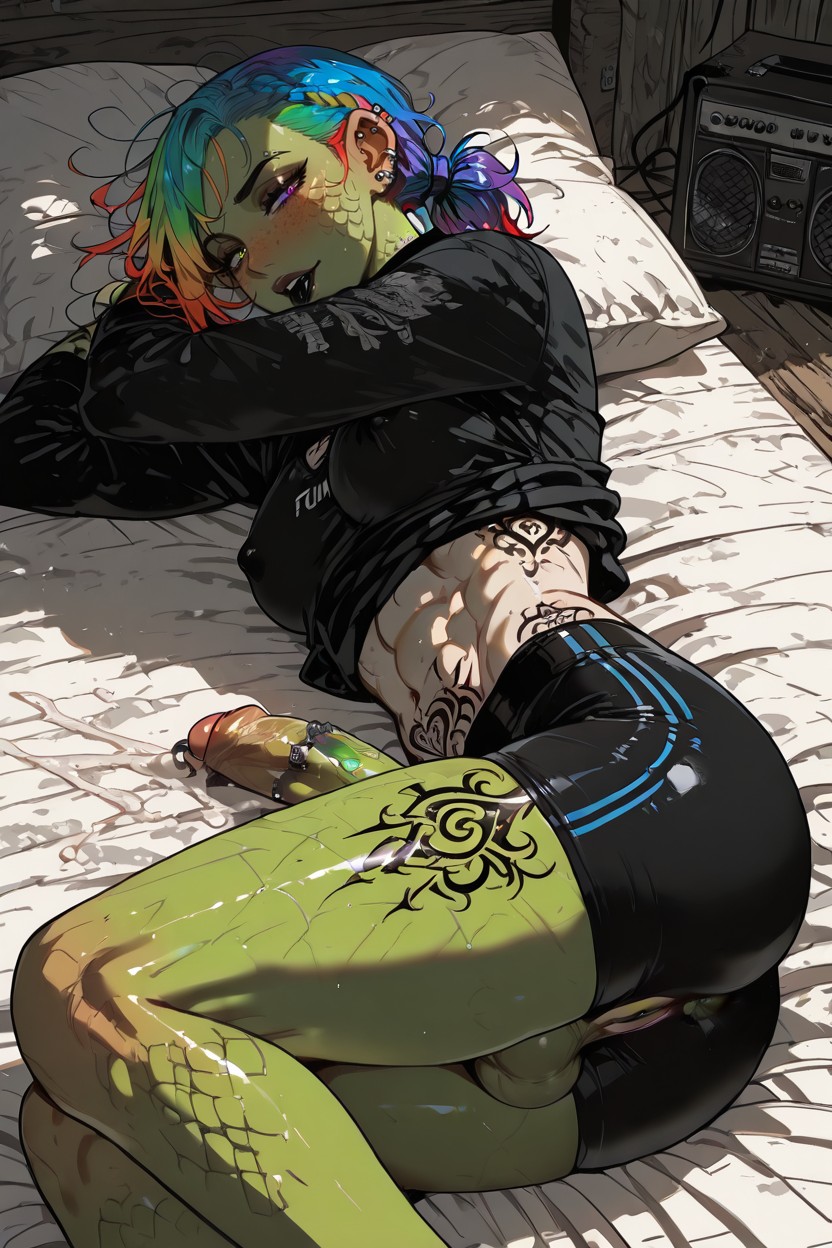 18+, Bed, Black Tongue Hentai AI Porn