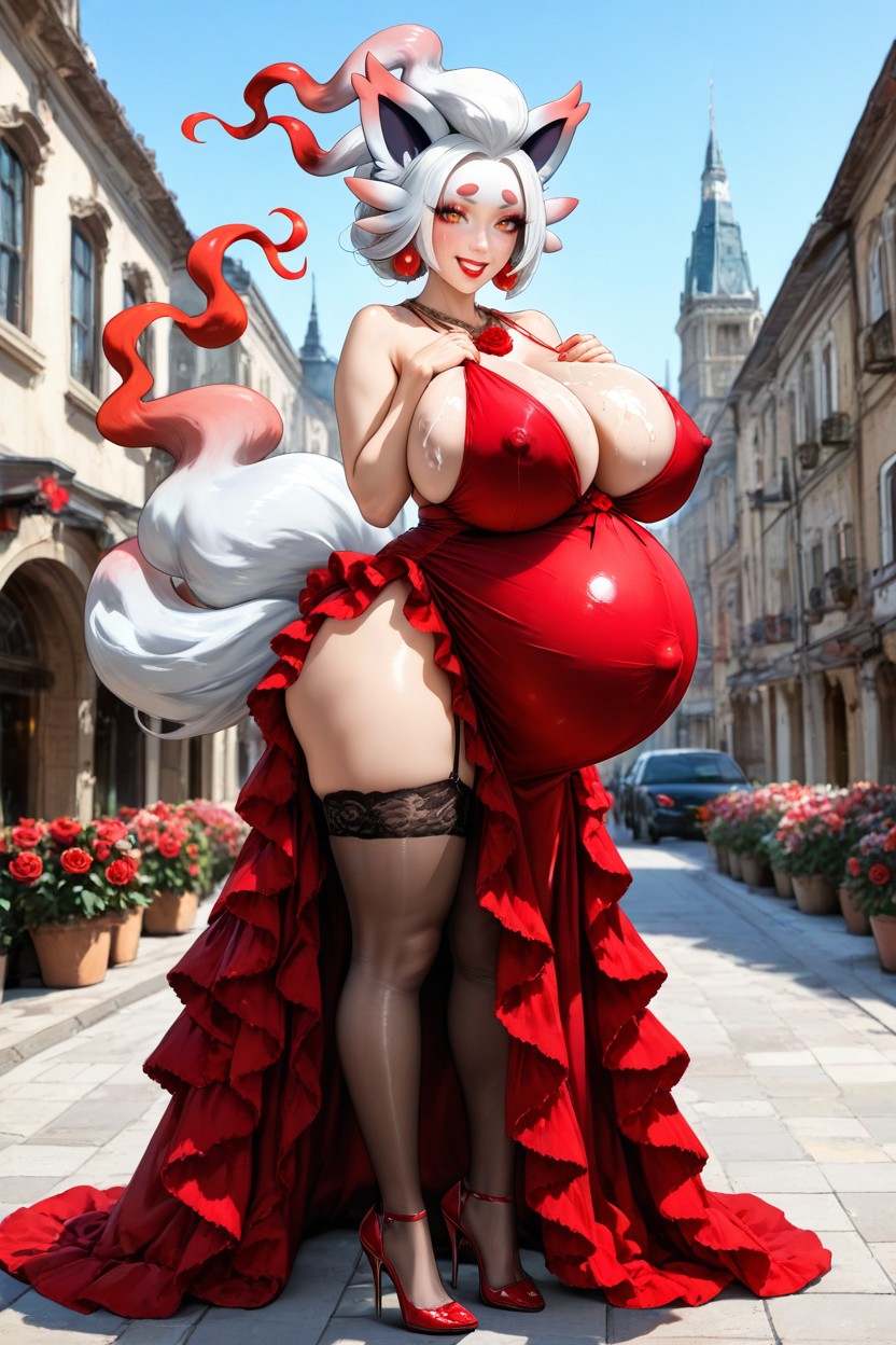 Smile, Happy, Lifting Breasts Hentai IA