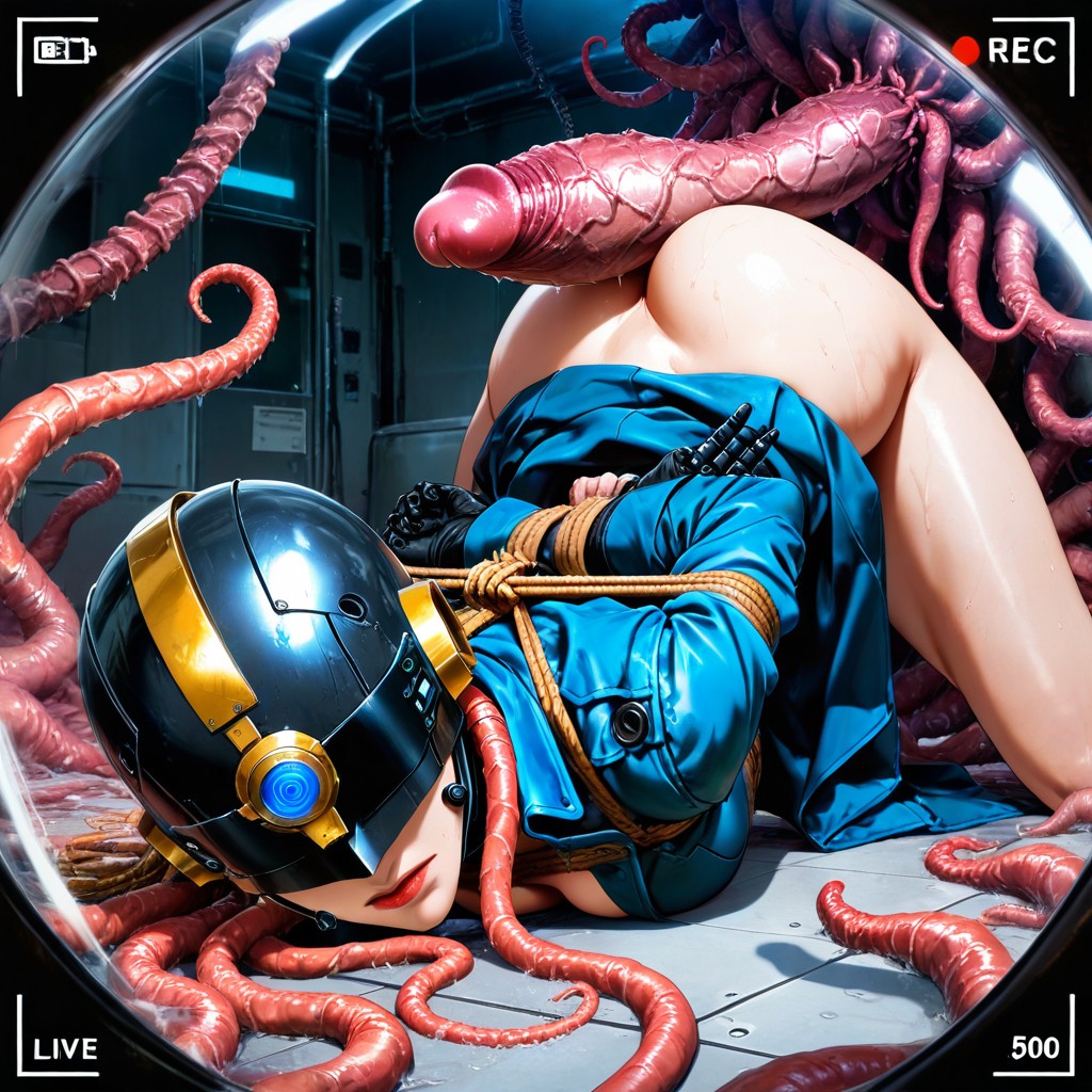 Small Ass, Robot, Tentacle Suction Cups Wrapped Around Body Hentai AI Porn