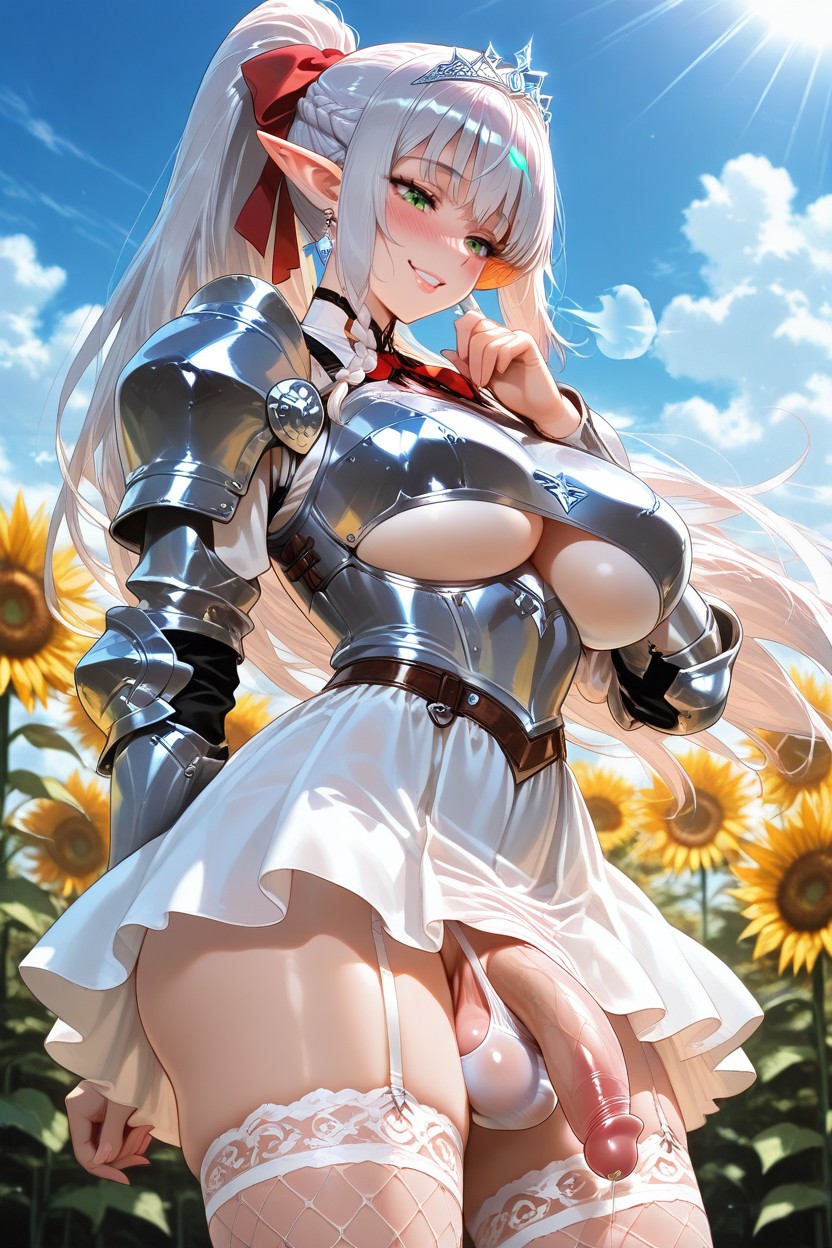 Foreskin, Sonriendo Con La Boca Abierta, Strong Wind Blowing Hair And Skirt Hentai IA