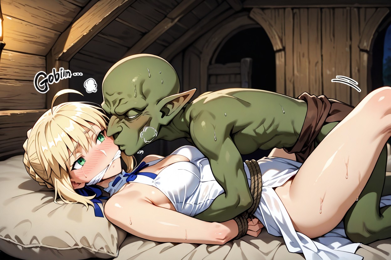 Night, Physical Contact, Female Taller Than Goblin Hentai IA