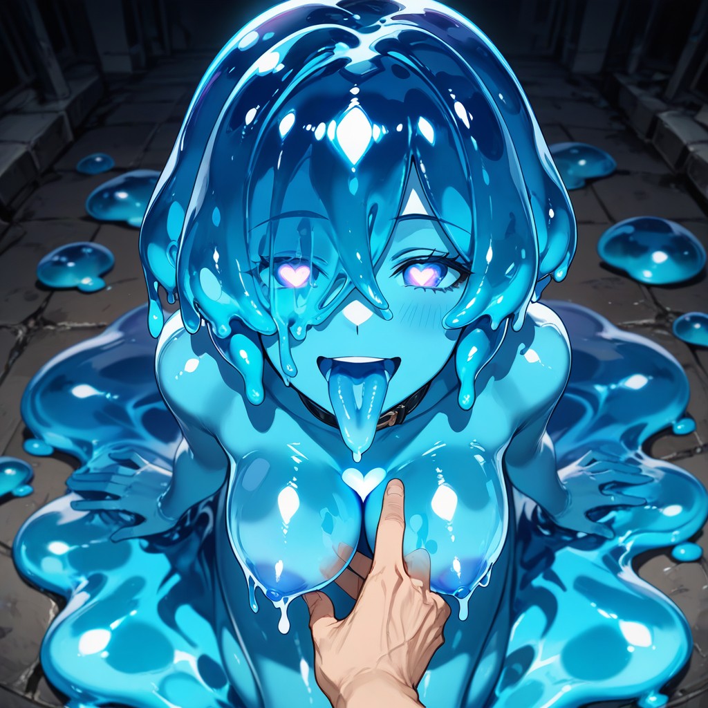 Glowing Eyes, Slime Hair, Half Closed Eyes Hentai AI Porn