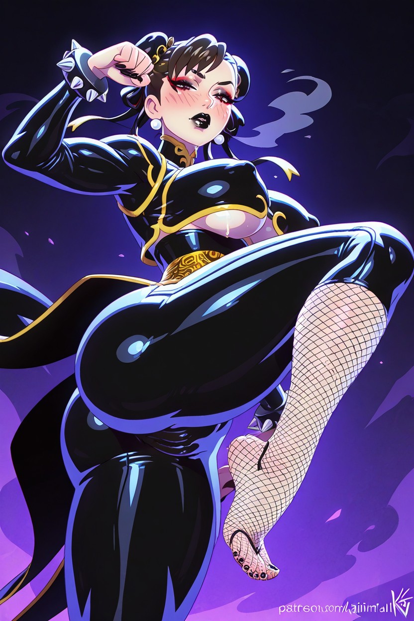 Red Mascara, Detailed Feet, Side View Hentai AI Porn