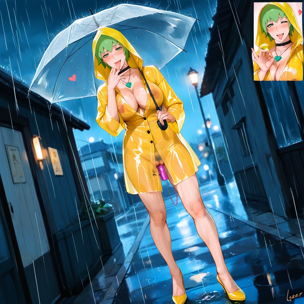 Vibrator In Vagina, Choker, Town Alleys Hentai AI Porn