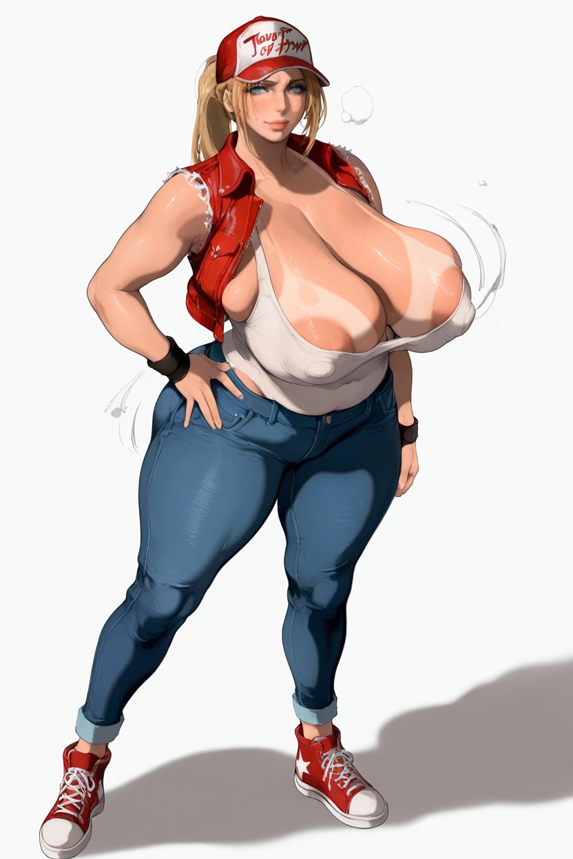 Droopy Eyes, Focus Face, Blonde Hair Hentai AI Porn