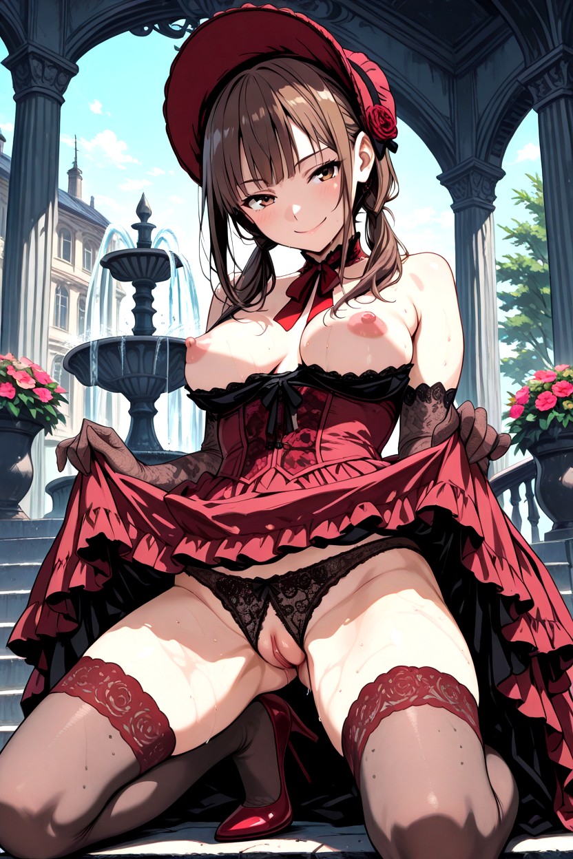 Looking At Viewer, Side View, Large Brown Eyes Hentai AI Porn