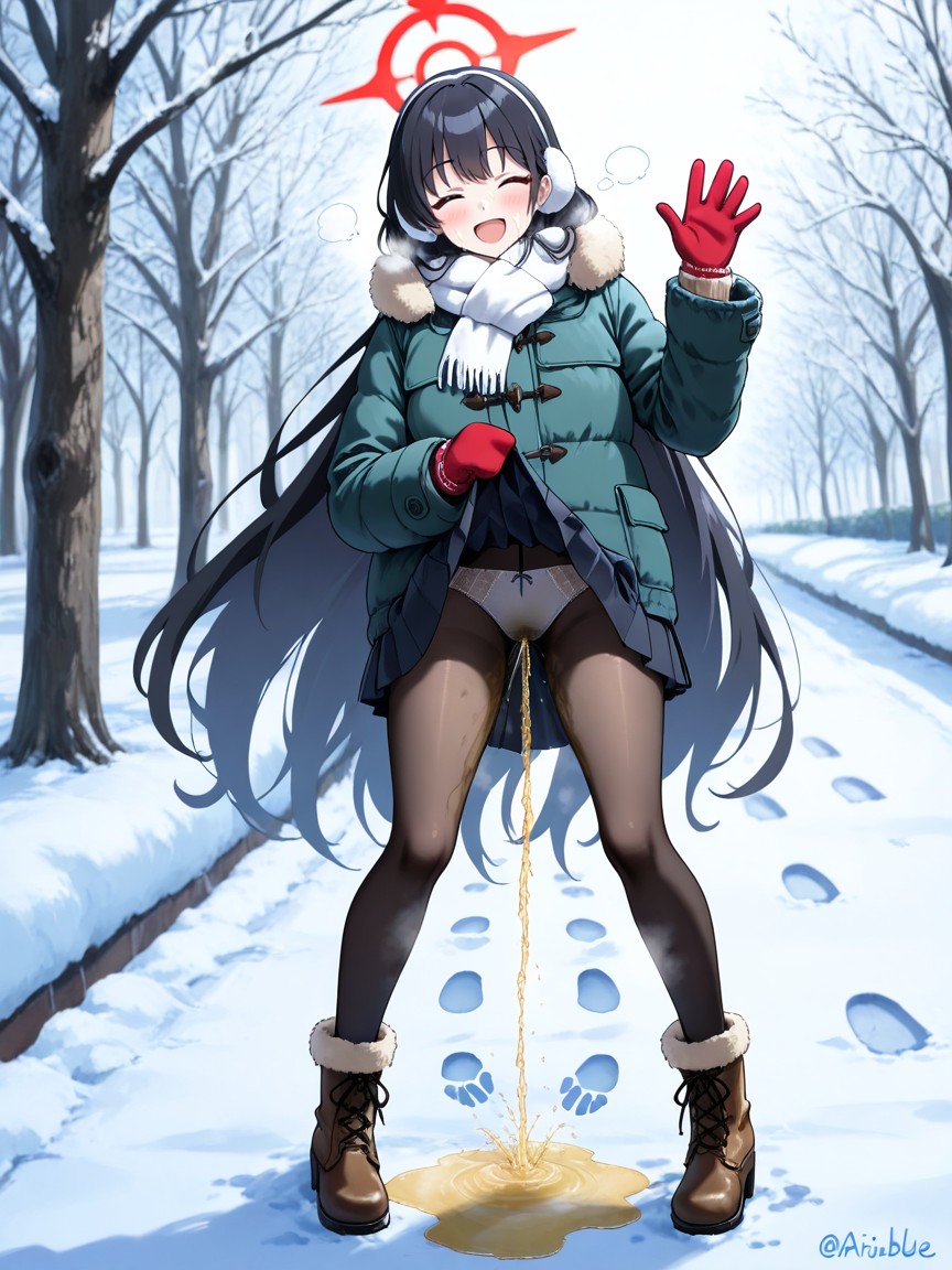 Earmuffs, Waving At Viewer, Arisblue Archive Hentai AI Porn