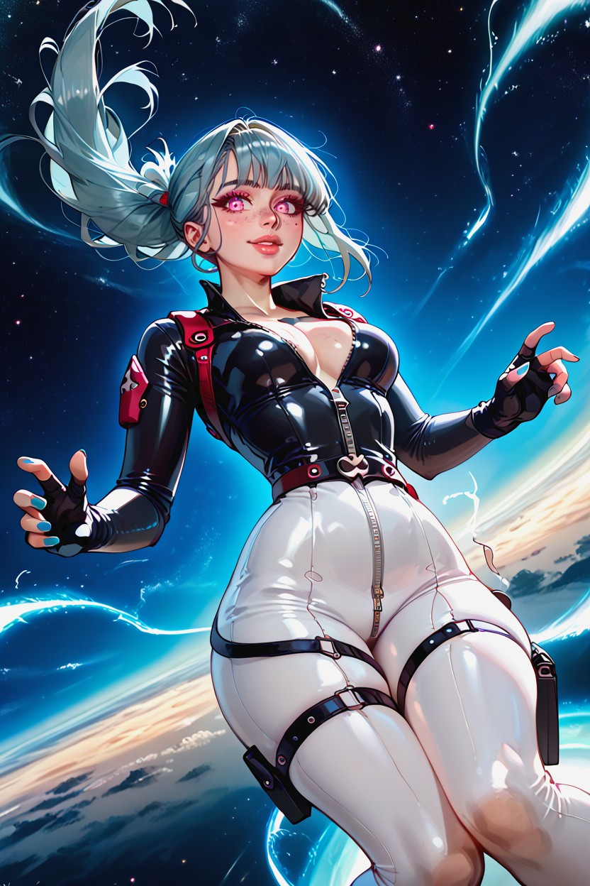 Electric Aura, Long Eyelashes, Vibrant Colors Hentai AI Porn