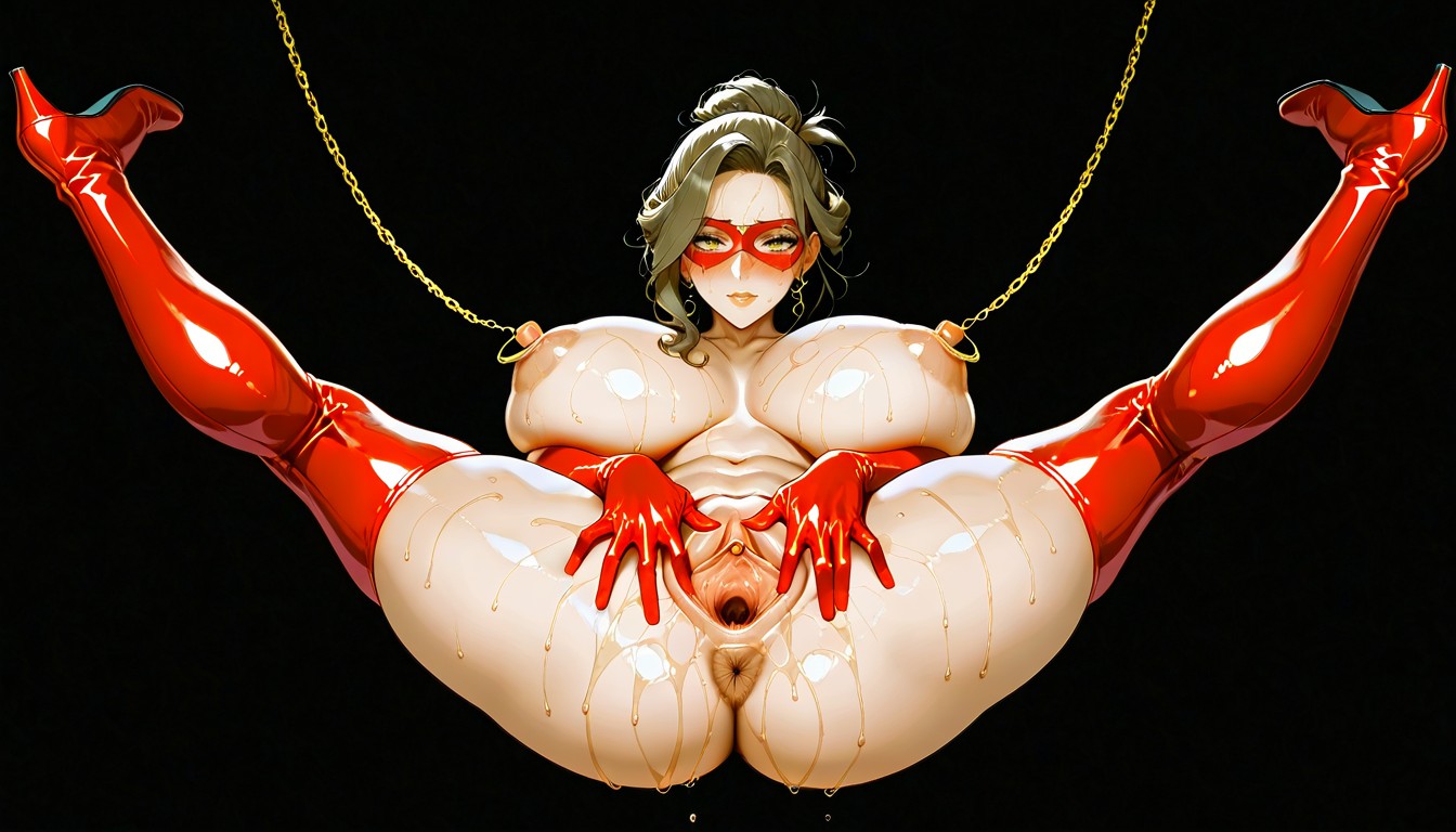 Simple Black Background, Bursting Breasts, Spread Legs Hentai AI Porn