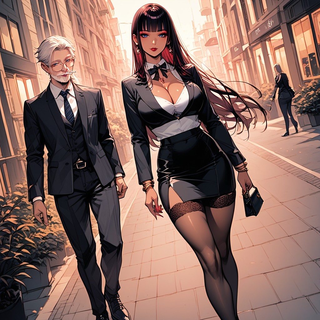 City, Red Nails, Cleavage Hentai AI Porn
