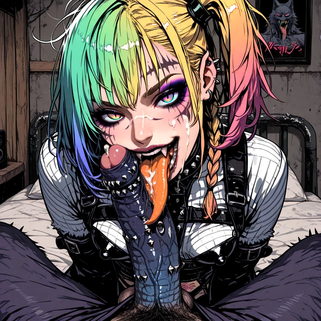Long Tongue, Messy Hair, Futanari Hentai AI Porn