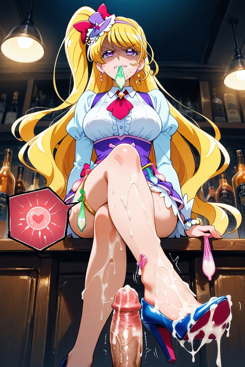 Cum On Shoes, Shaded Face, Holding A Used Condom In Hands Hentai AI Porn