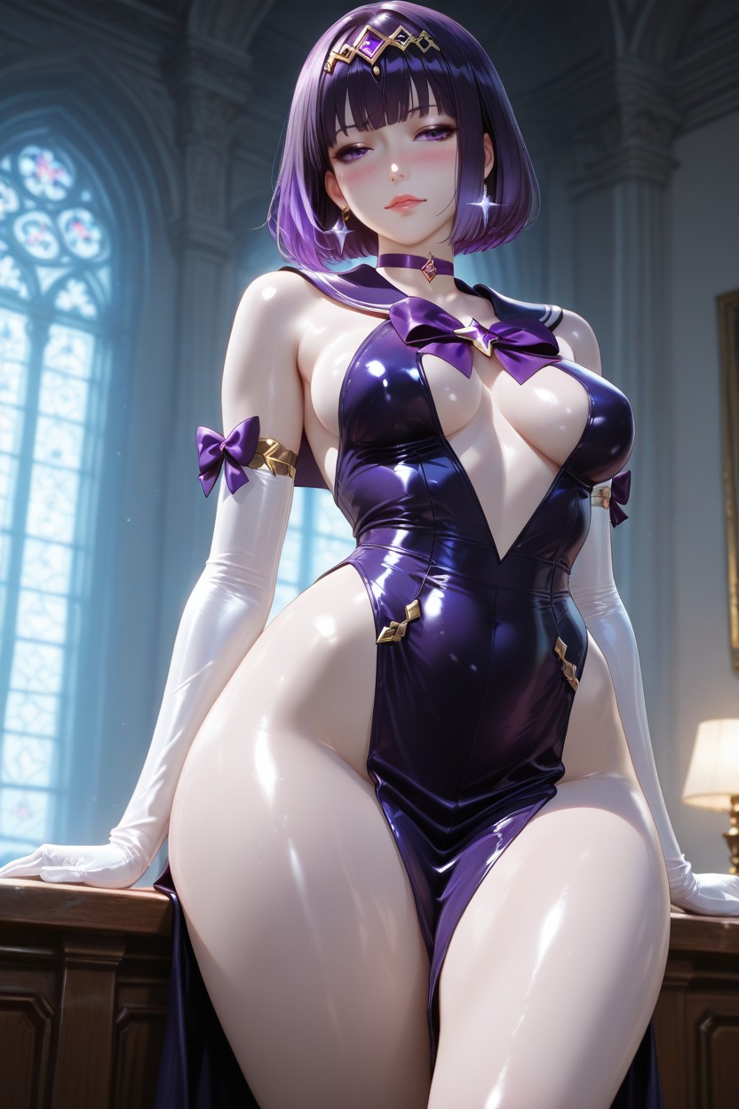 Purple Hair, Glossy Skin, Japanese Hentai AI Porn