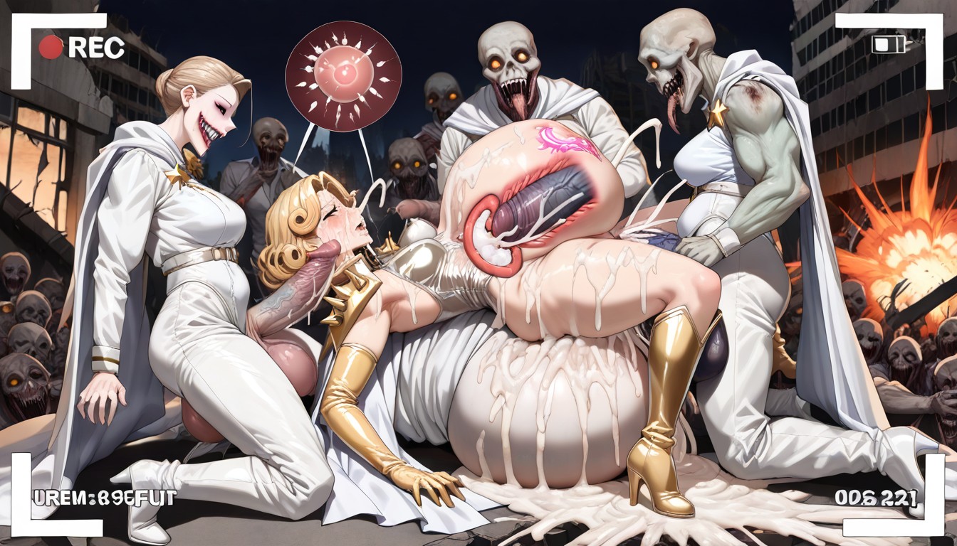 Cum On Face, Gold Latex Gloves, Full Body Hentai AI Porn