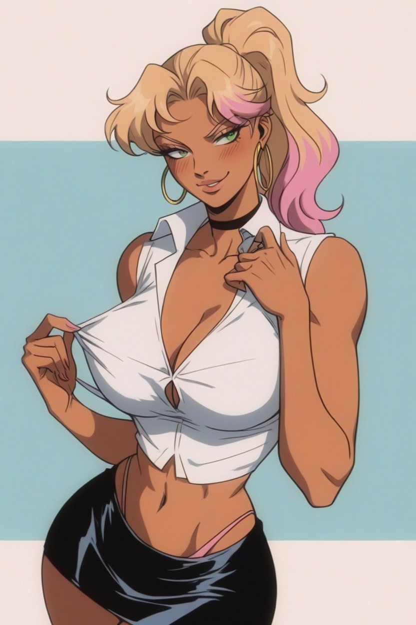 Tanned Skin, Waist Up Shot, One Woman Hentai AI Porn