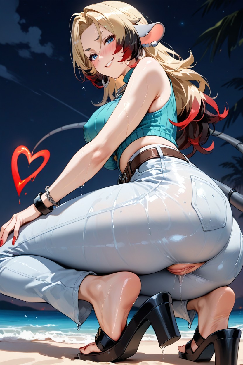 Breasts On Display, Crouching, Jane Doe Zenless Zone Zero Hentai AI Porn