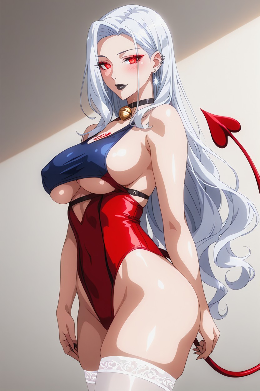 Glossy Black Lips, Soft Cinematic Lighting, Glowing Crimson Eye Hentai AI Porn