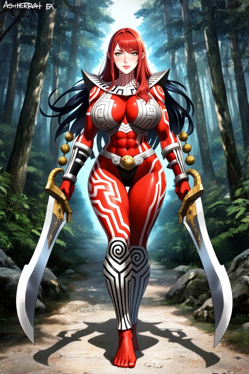 Fit, Sword On Hip, Large Metal Sheild On Right Arm Hentai AI Porn