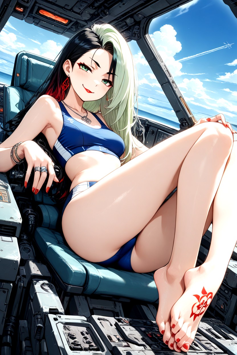 Smug Expression, Cirrus Clouds, Detailed Thighs Hentai AI Porn