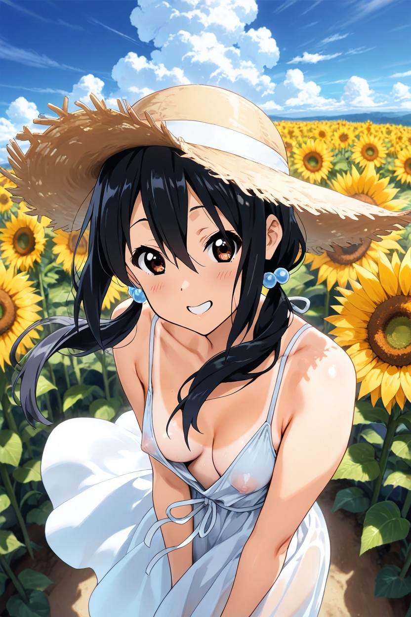 Skinny, A Summer Sky, A Loose White Dress Hentai AI Porn
