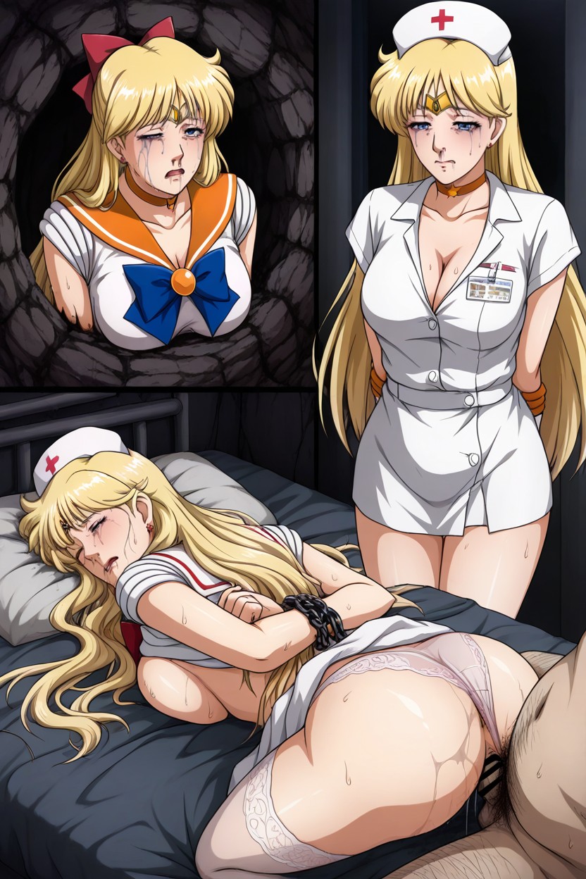 Drooling, He Holds Her Chest, Face Down Hentai AI Porn