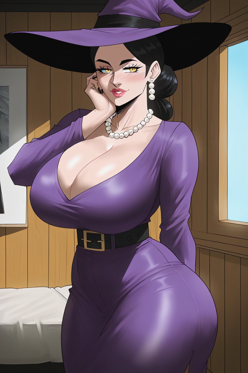 Tall Woman, Downward-curving Eyebrows, Perfect Figure Hentai AI Porn