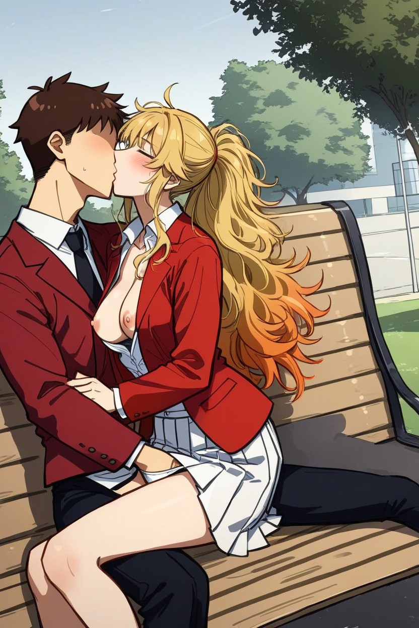 Long Hair, Gradient Hair, Kissing Hentai AI Porn