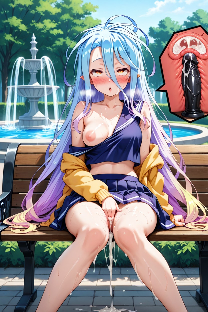 Slutty Red Hells, Sitting On Bench, Large Areola Hentai IA