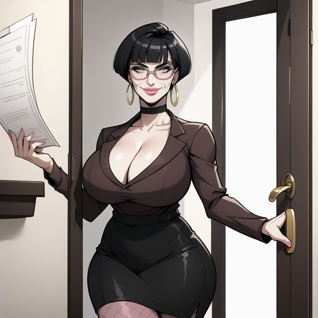 Big Lips, Albino White Skin, Pink Lipstick Hentai IA