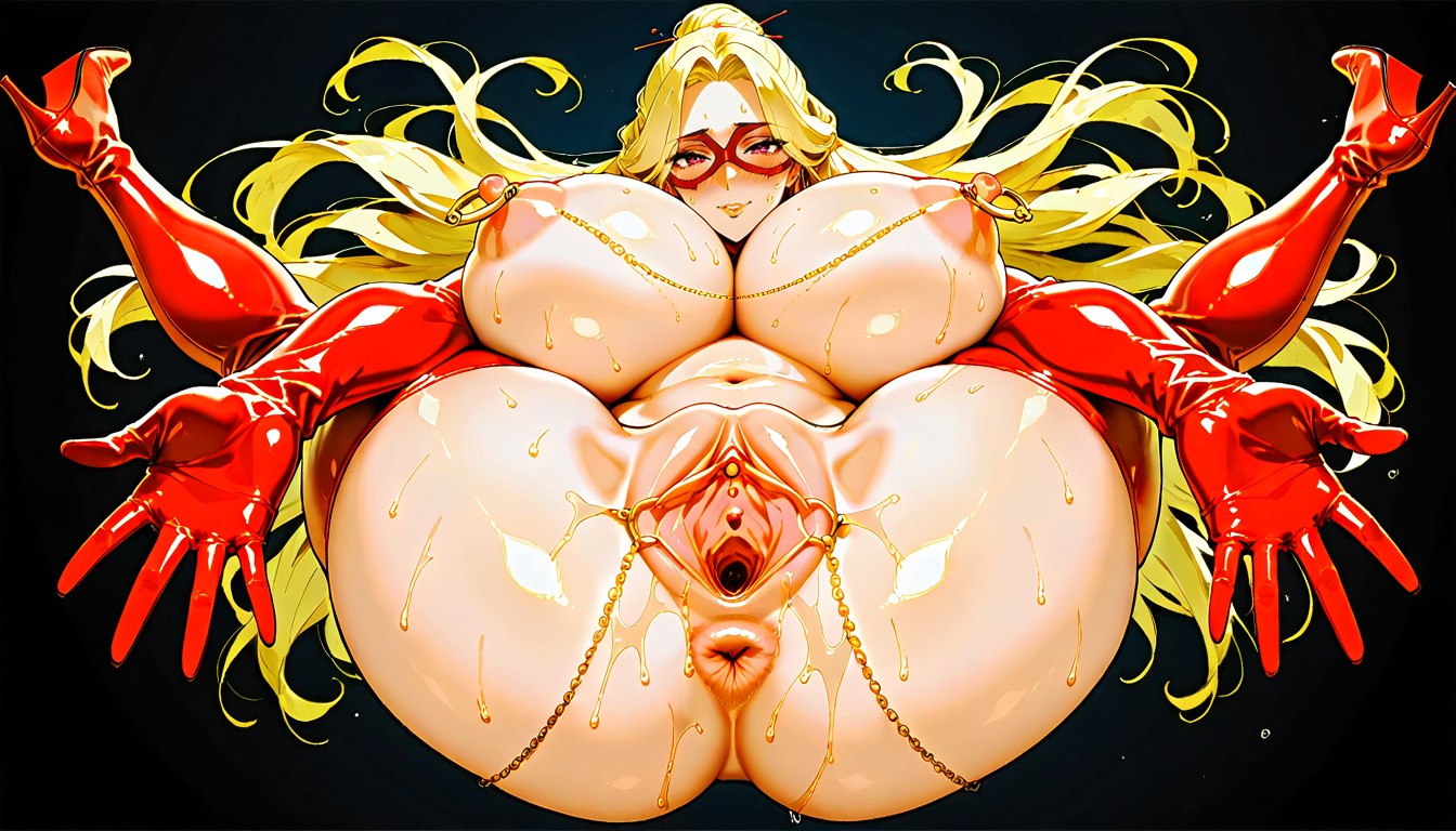 Open Clitoris, Nipple Chain, Full Body Hentai AI Porn