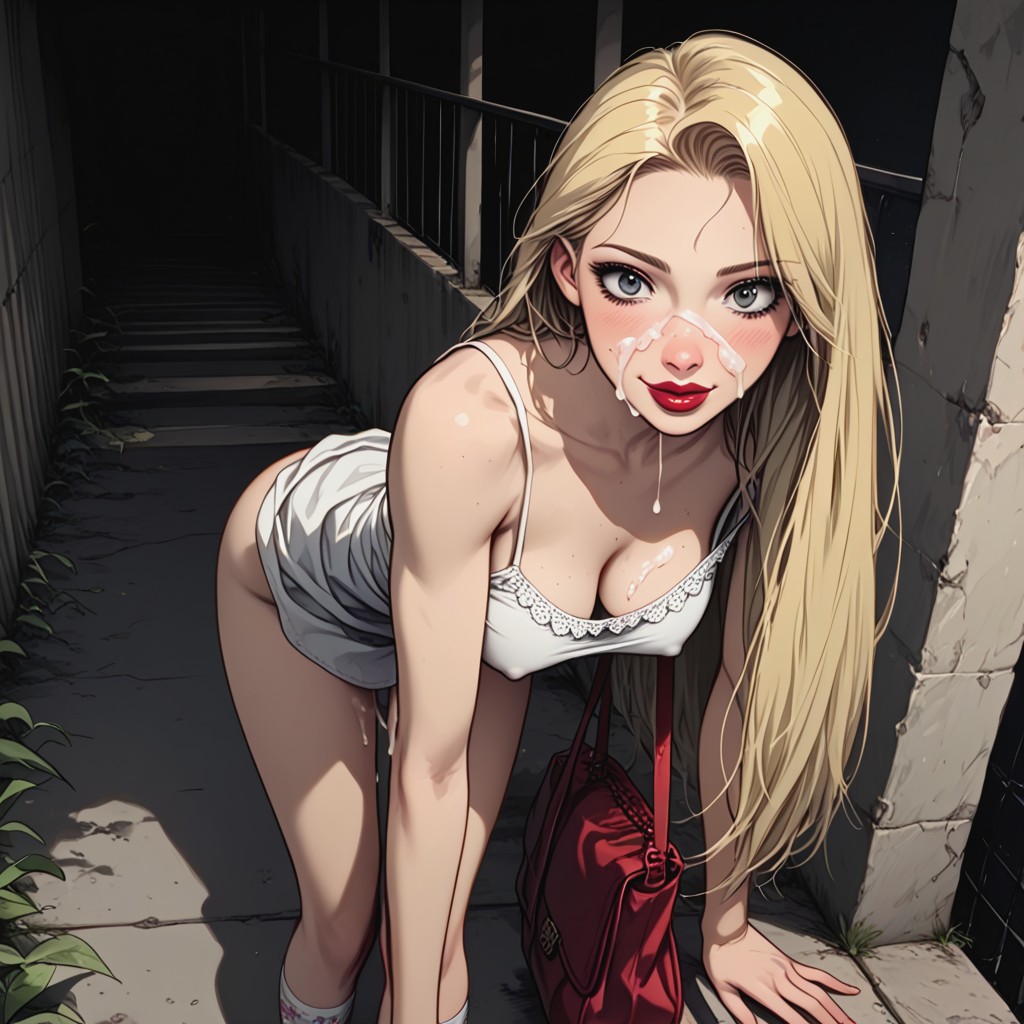Surprised, Overpass, Slightly Erect Nipples Under Sundress Hentai AI Porn