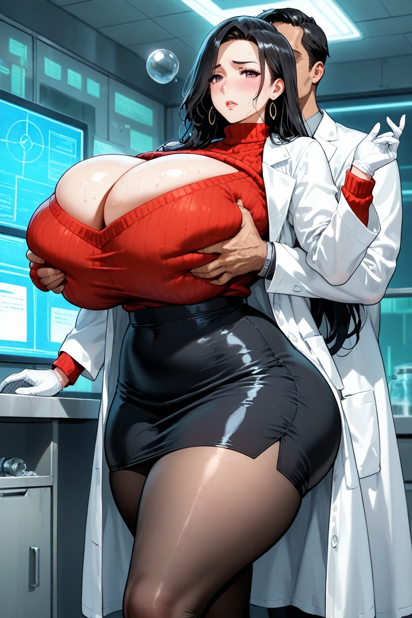 Hug, Male Conducting Tests On Woman, Ultra Detailed Hentai AI Porn