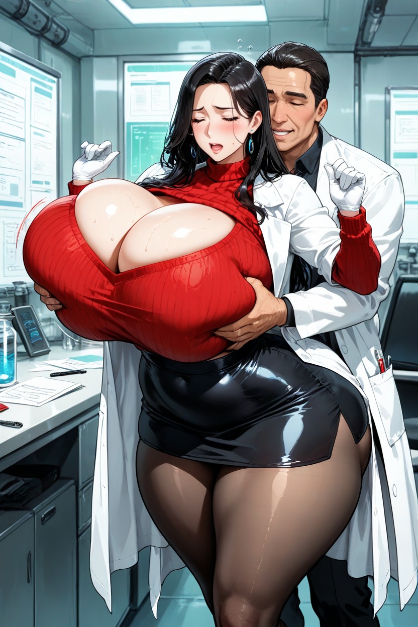 Beautiful Face, Super Waist, Man In White Lab Coat Hentai AI Porn