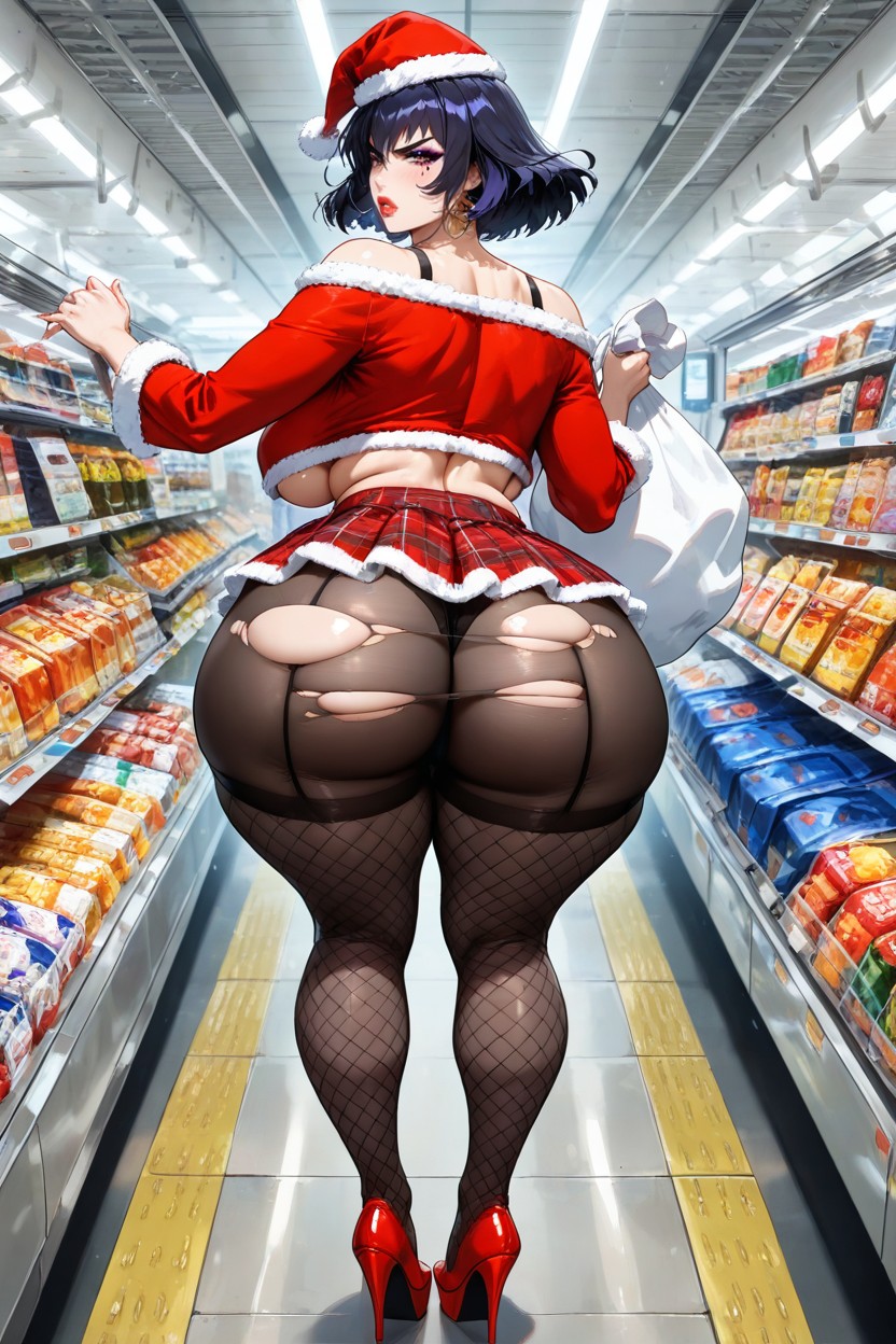 Rear View, Black Silk Stockings, 25+ Hentai AI Porn