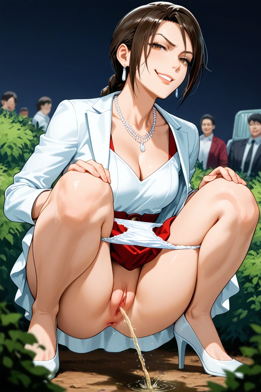 Constipated Hemorrhoidal Anal Edge, Vagina, Wearing A Knee-length Pleated Red Dress Hentai AI Porn