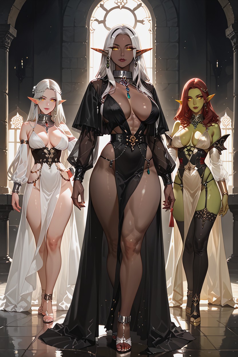 Engraved With Runes, Striking Golden Glowing Eyes, Intricate Jewelry Hentai AI Porn