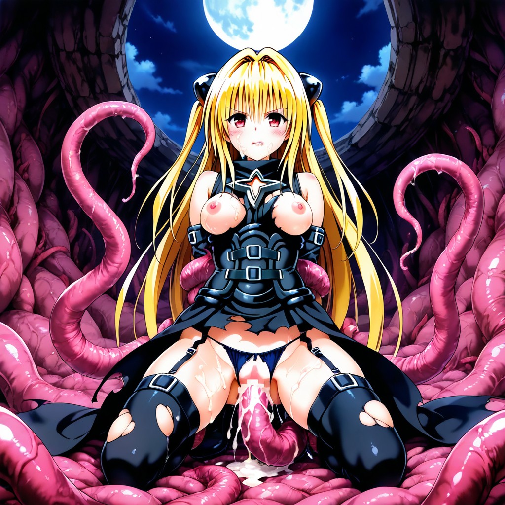 Massive Tentacles Mouth Behind Her, Tentacles Suddenly Torn Her Clothes, Angry Hentai AI Porn