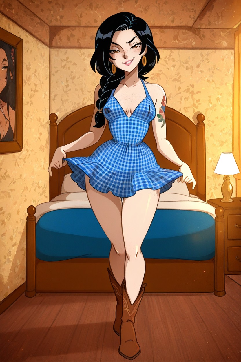 Américaine, Pink Lips, Tattoos Porno IA Hentai