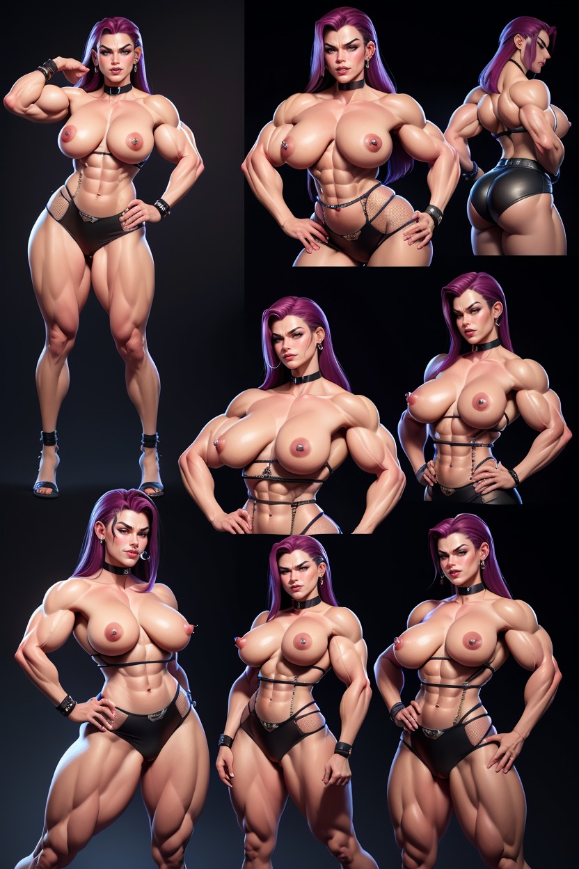 Absurdly Ripped Abs, Standing, Giant Muscles Hentai AI Porn