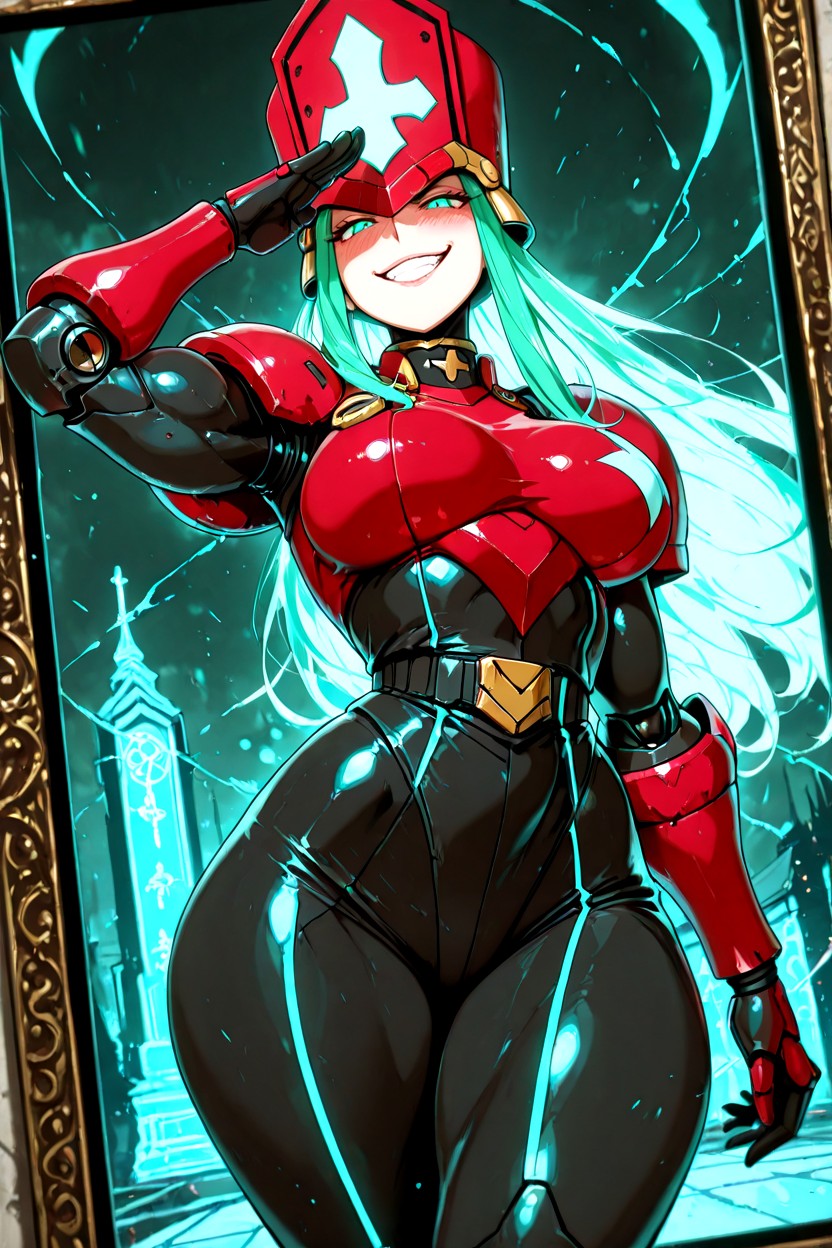 敬礼, Alluring Appeal She Wears A Towering, High-contrast Cinematic Lighting AI黃漫