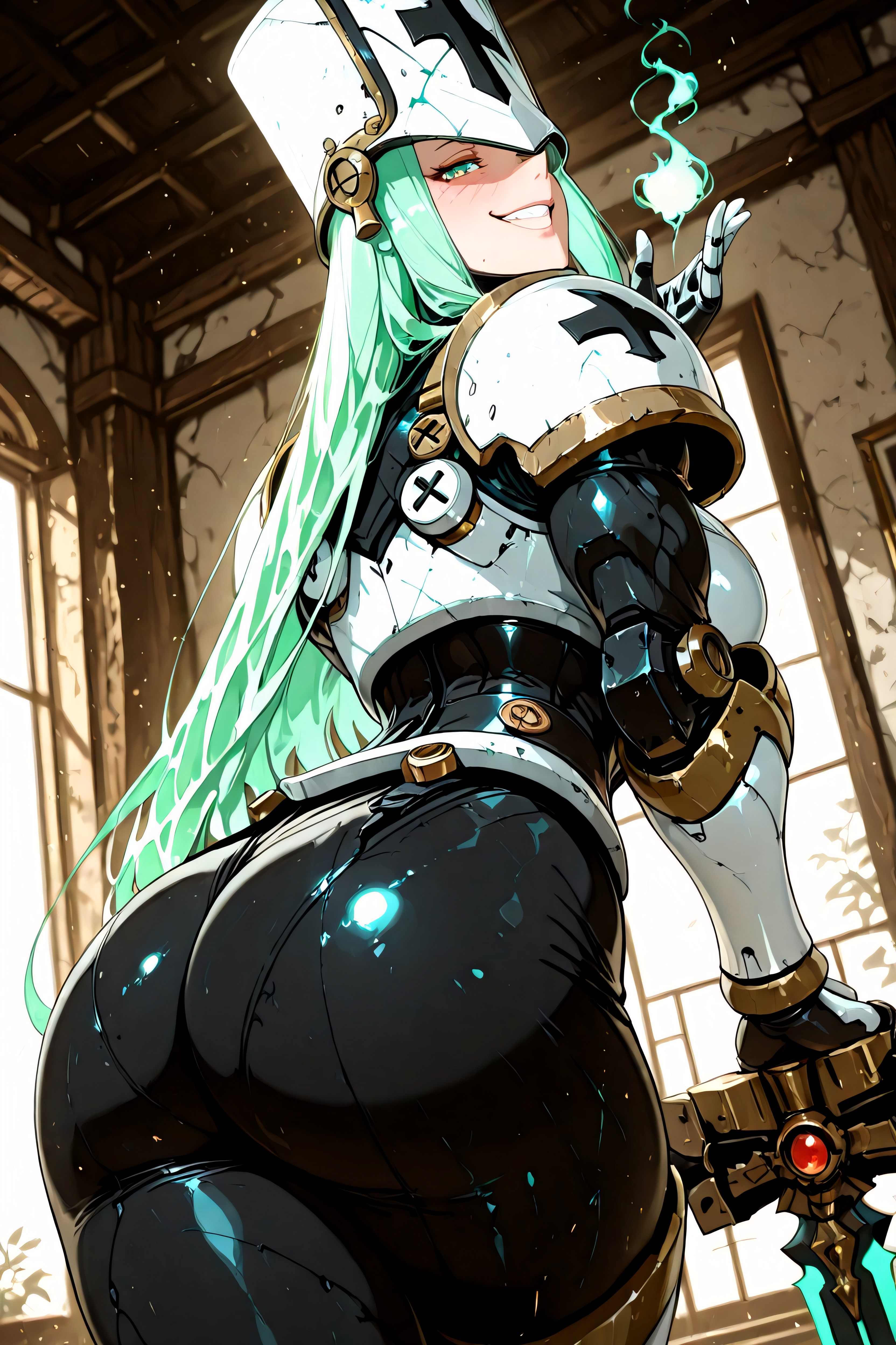 Alluring Appeal Both Of Her Hands Are Planted Firmly On Her Hips, Pechos Medianos, Vista Trasera Hentai IA