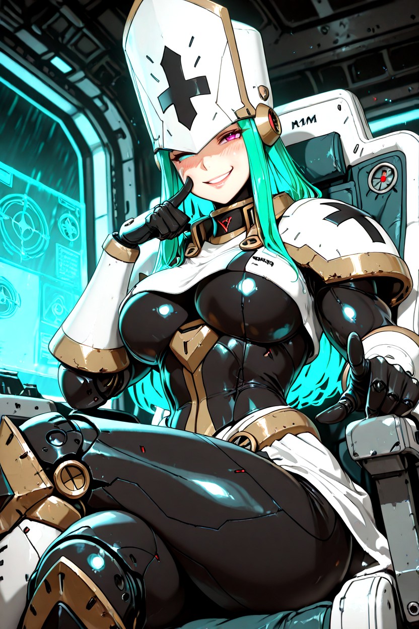 Touching Face, Waist Shot, Mischievous (smiling While Blushing) Hentai AI Porn