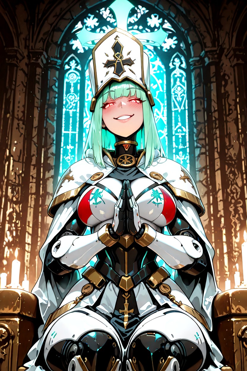 She Presses Both Palms Together In A Traditional, Musclé, Sacred Geometric Engraving Porno IA Hentai