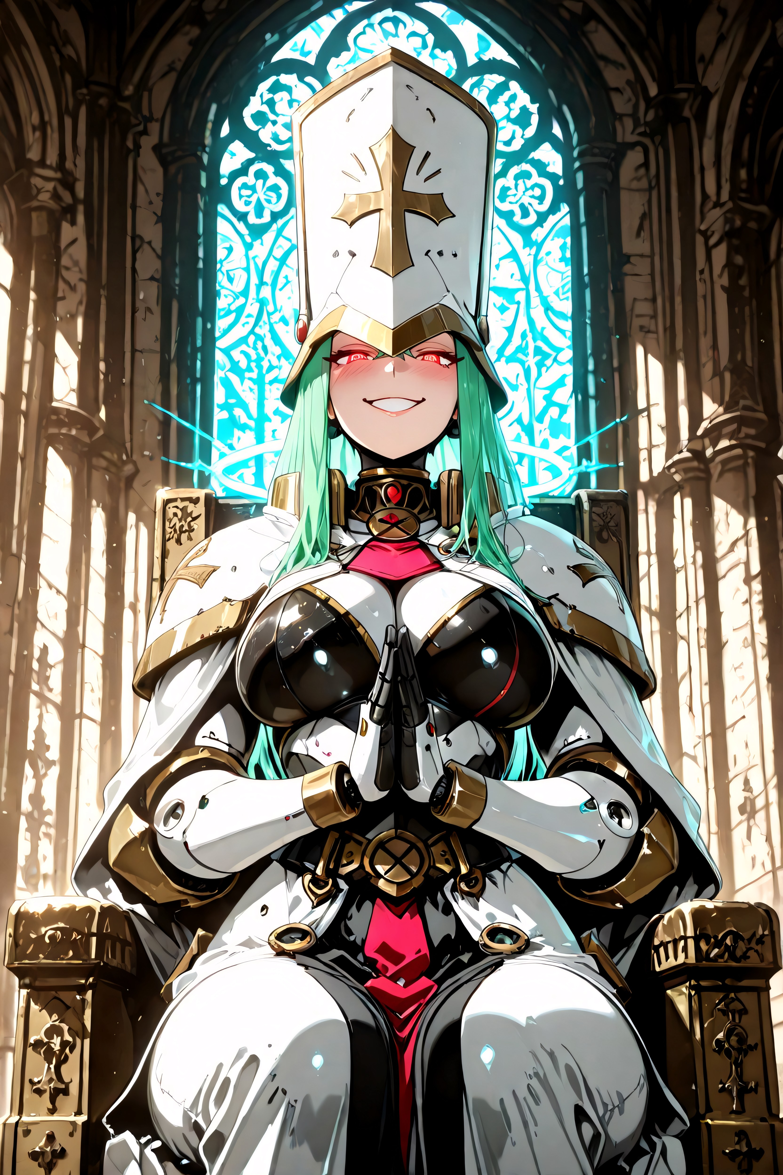 Musclé, Mainly White Power Armor With Ornate Gold Trim, Ultra-detailed Metallic Textures Porno IA Hentai