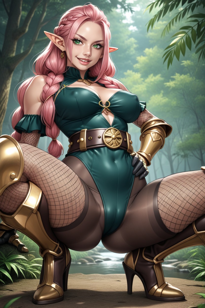 Thigh Gap, Elf Ears, One-piece Swimsuit Hentai AI Porn