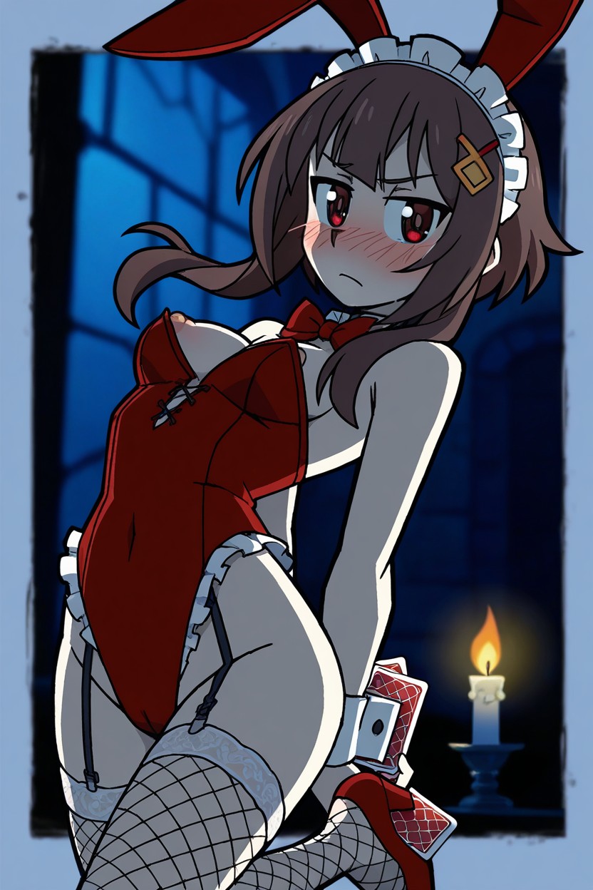 Candlelight, Asymmetrical Bangs, White Border Hentai IA
