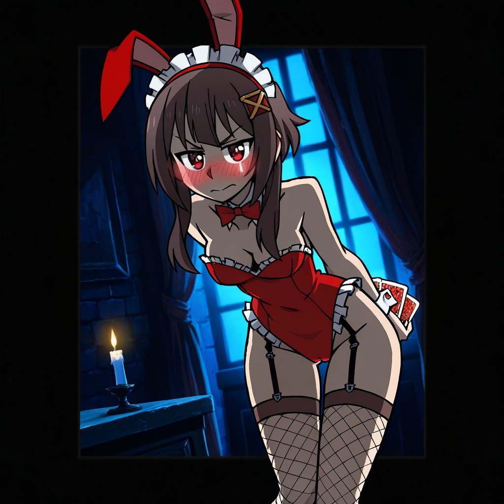 Agachándose, White Border, Candlelight Hentai IA