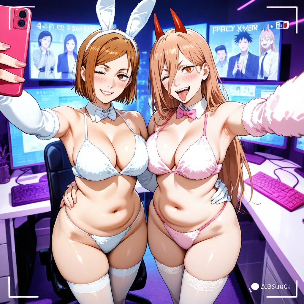 Showing Off Her Body, Tongue Out, Fur Bikini Hentai IA