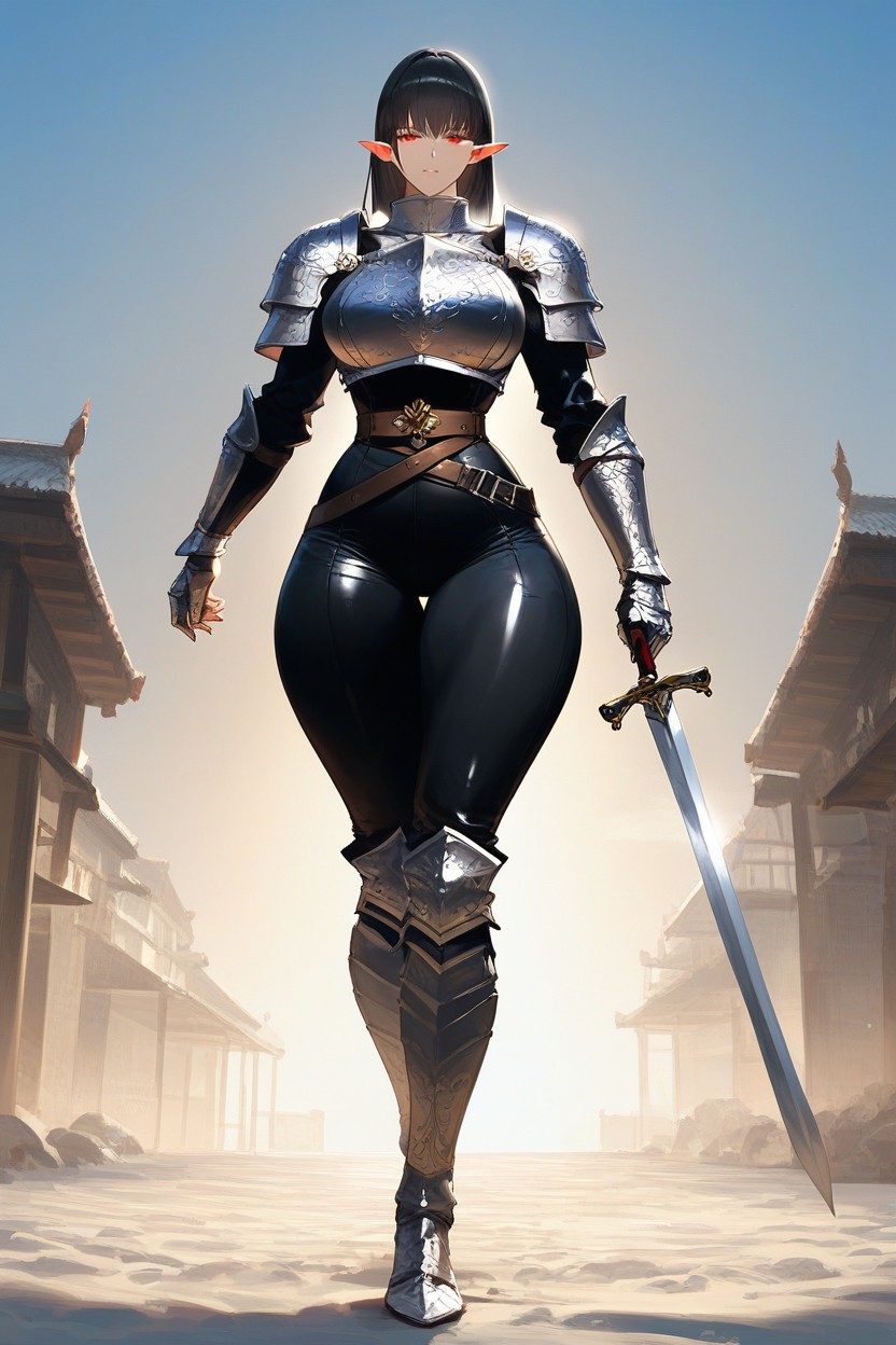 Full Body, Thigh High Armored Boots, 25+ Hentai AI Porn