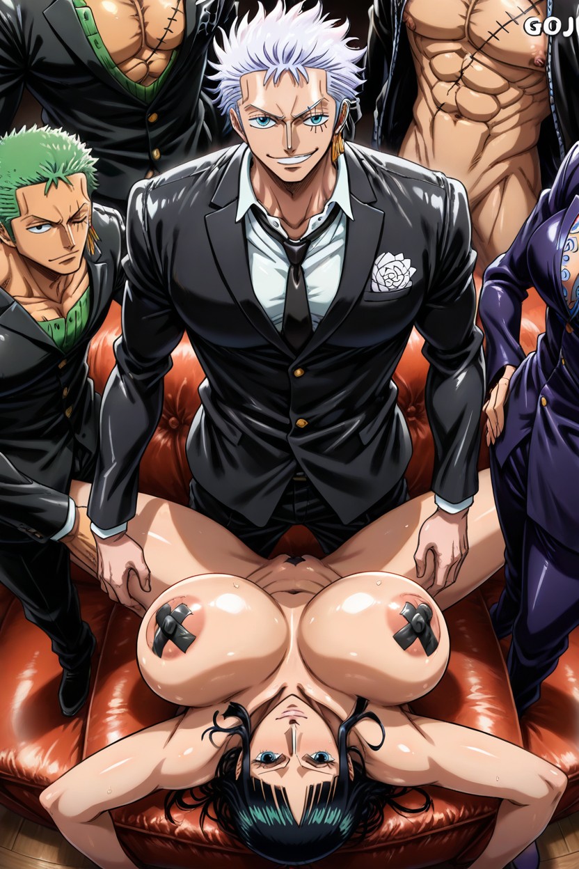 Extremely Sagging Breast, Gojo Is Smirking, Both Male Taller Than Female Hentai IA